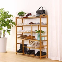 6 tier multipurpose natural bamboo shoe shelf folding shoe display stand flower pots wine space saving storage rack