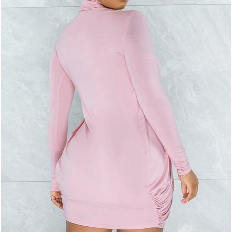 

Платье-футляр Mandylandy с круглым вырезом, облегающее мини-платье, женское платье с длинным рукавом, асимметричное однотонное сексуальное Клуб...