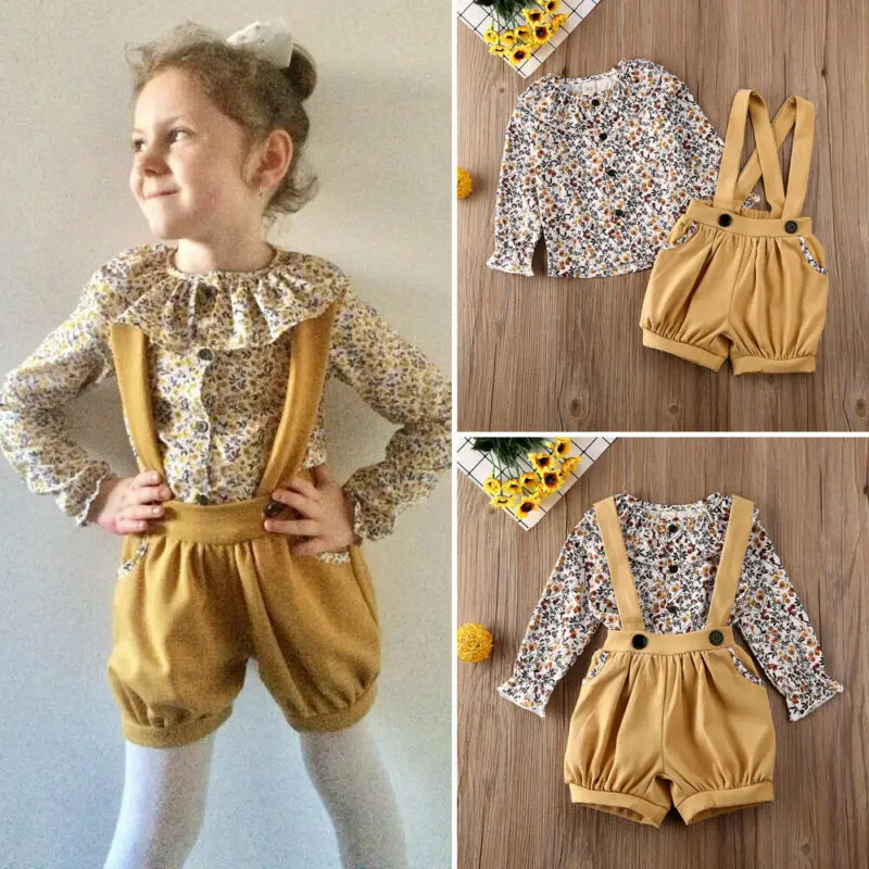 Модная одежда для маленьких девочек топы с цветочным принтом хлопковый