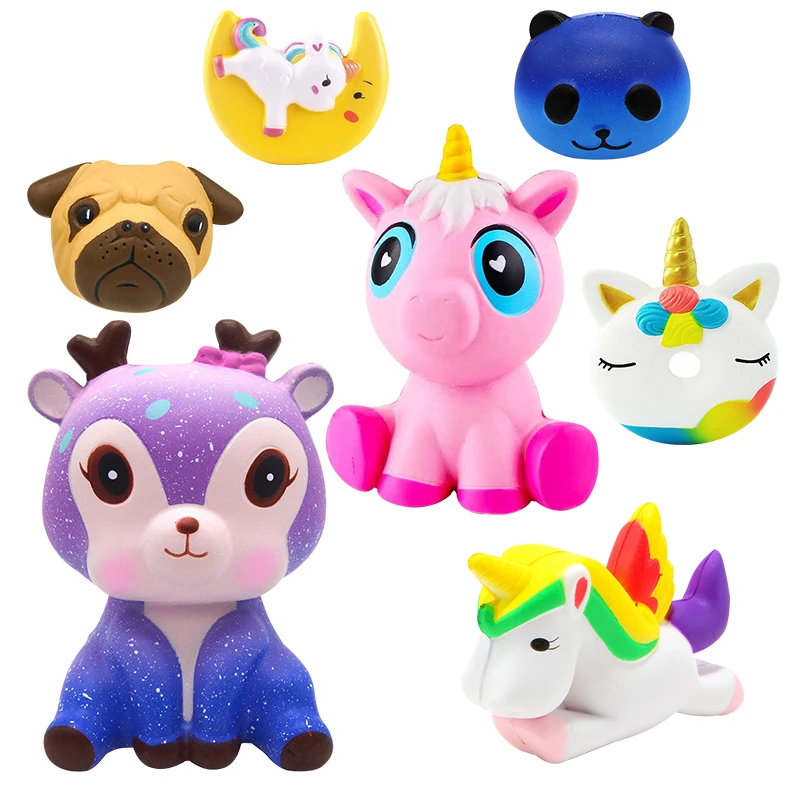 Kids Cute Simulation Animal PU Squishy Slow Rising simulation Squeeze Decompression Kawaii Unicorn Squish Toy Stress Reliever simulation lovely gourd pu slow rising squishy toy
