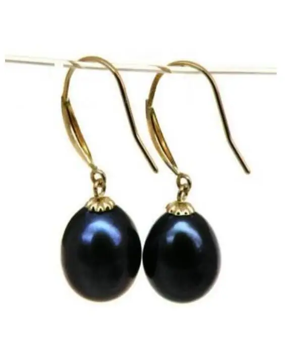 free shipping&gt&gt&gt&gtnoble jewelry Huge AAA 10-13mm black Freshwater pearl dangle earring 14K Yellow Gold | Украшения и