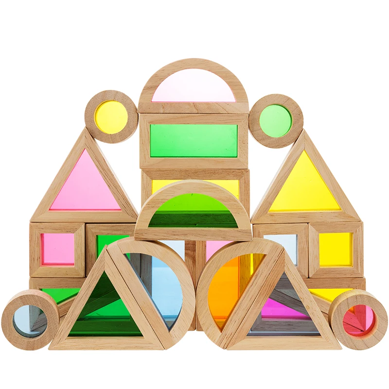 

Wooden Rainbow Building Blocks Toys For Kids Montessori Baby Early Education Creative Stacking Building Block Children Toy Gift