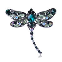 oi colorful dragonfly brooches corsages jewelry shining crystal vintage brooch crystal big broches scarf clothes hijab pins up