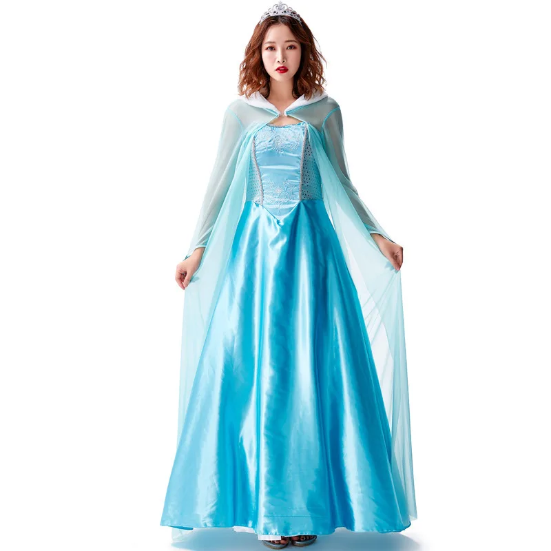 Halloween Adult Elsa Queen Fantasia Cosplay Costume Carnival Party Fairy Tale Princess Women Fancy Dress for Animation Role Play |