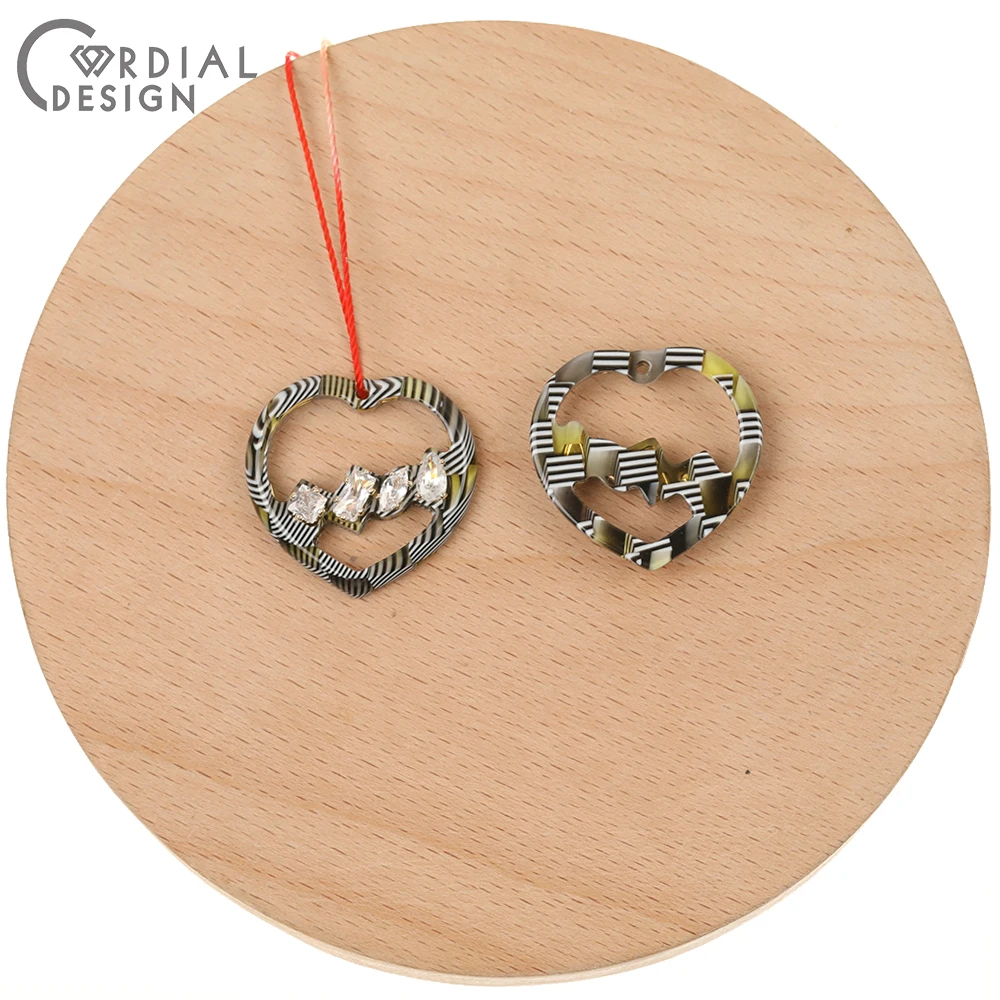 

Cordial Design 50Pcs 23*23MM Jewelry Accessories/Hand Made/CZ Charms/Heart Shape/DIY Making/Earrings Findings & Components