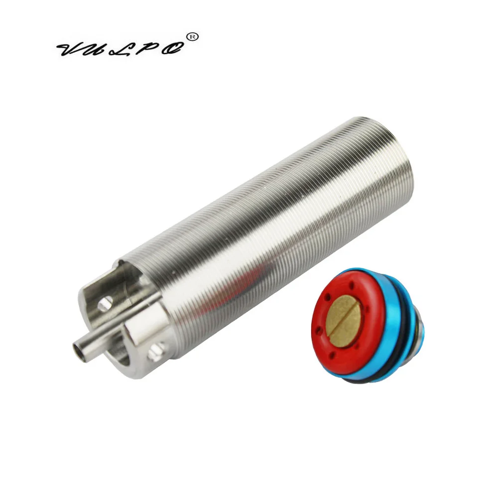 

VULPO High Quality Stainless Steel CNC One-Piece Heat Dissipation Cylinder/ Cylinder head piston head Set for Ver. 2/3 airsoft A