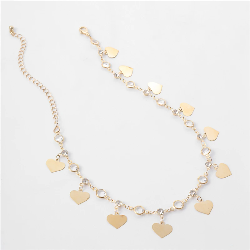 

Luokey 2020 New Fashion Choker Necklace For Women Small Tassel Heart Pendant Necklace Statement Chocker Collar Jewelry Wholesale