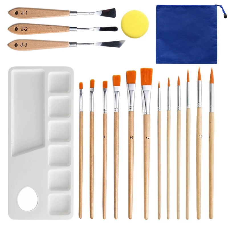 

18 Pcs Painting Brushes Palette Knife Set Wooden Handle Painting Supplies Painting Palette Knife Set Art Painting Tools