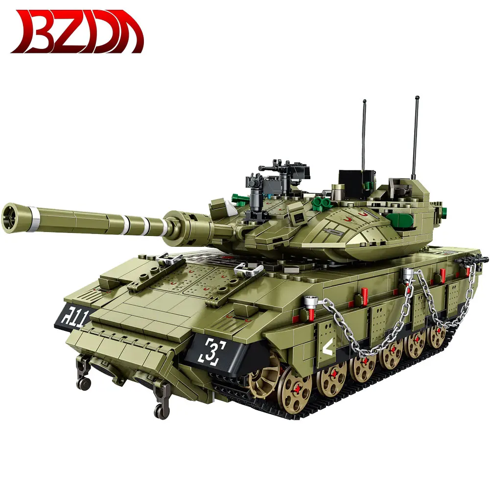 Военный боевой танк BZDA WW2 Merkava MK4 конструктор панцер солдаты оружие транспортное