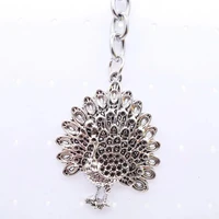 creative personality alloy keychain cute large peacock jewelry pendant car gift pendant keychain