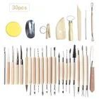 30 шт.компл. инструмент для керамики, ручка для вмятины, нож для резьбы по скульптуре, деревянные инструменты для Гончарной Глины, инструменты для творчества
