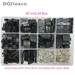 1/2 BOX 1230 Pcs SM2.54 Kits 2 3 4 5 6 7 8 9 10 12 Pin Pitch Female Male Header Cable Black Connector JST SM2.54 Free Shipping