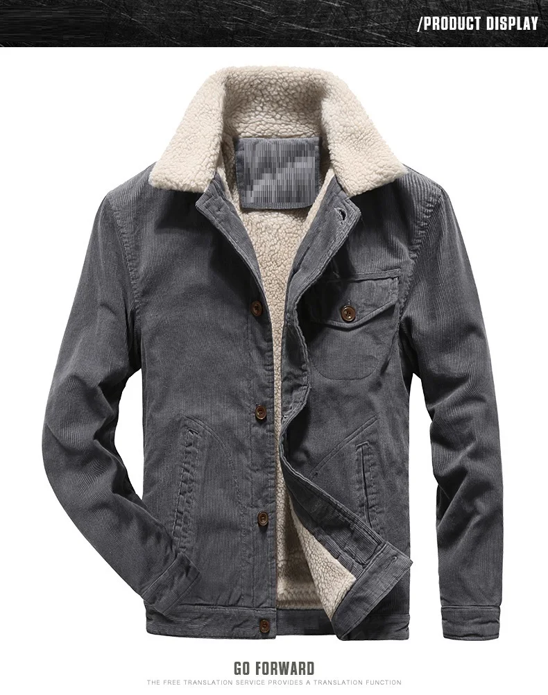 Мужская Вельветовая куртка с длинным рукавом отложным воротником|Мужские