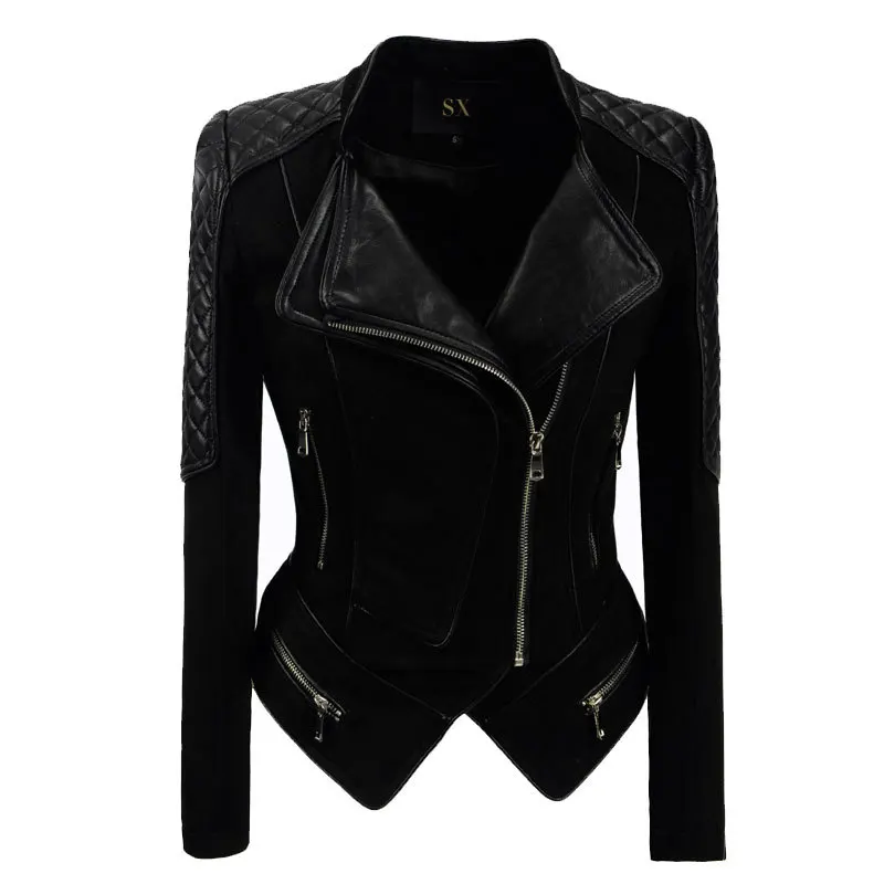 Women's  autumn and winter slim short leather jacket deerskin jacket handsome motorcycle suit women Y811