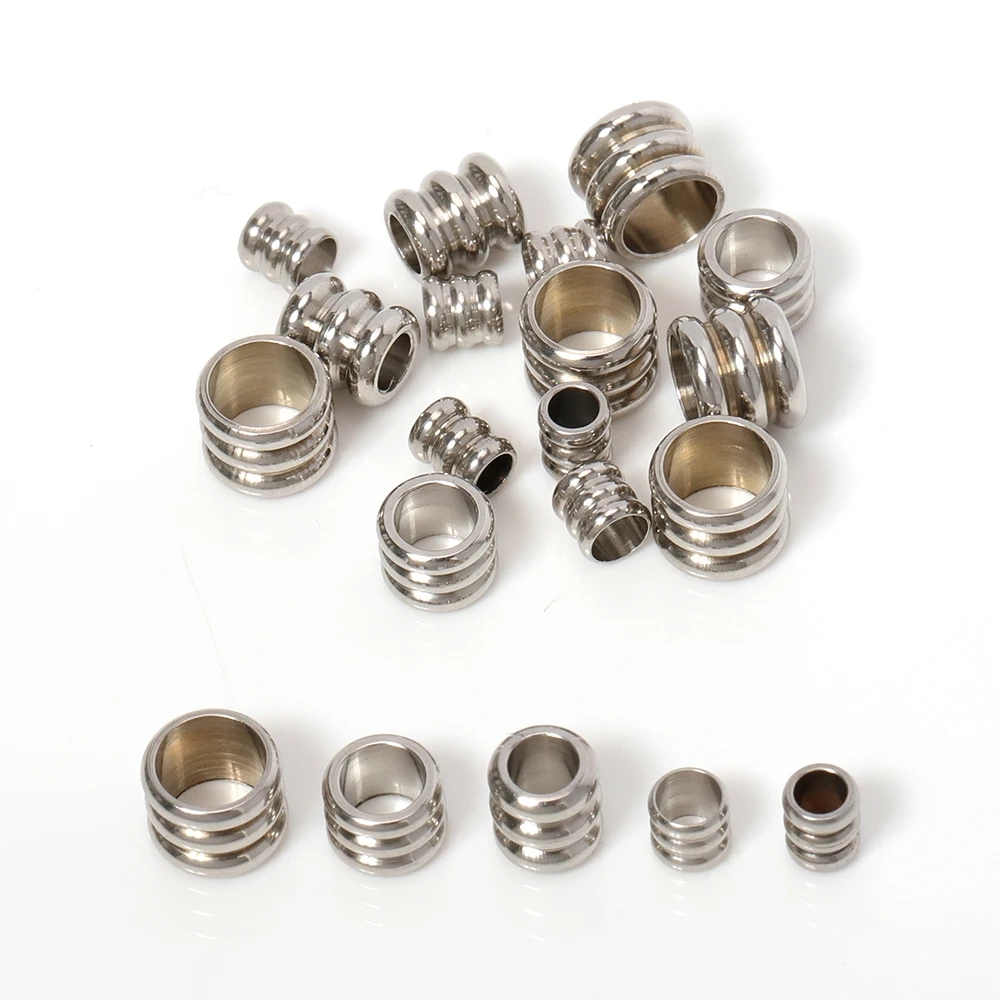 

20pcs Stainless Steel Metal Tube Spacer Beads 3/4/5mm Big Hole Beads For Handmade Men Leather Rope Bracelets DIY Accessories