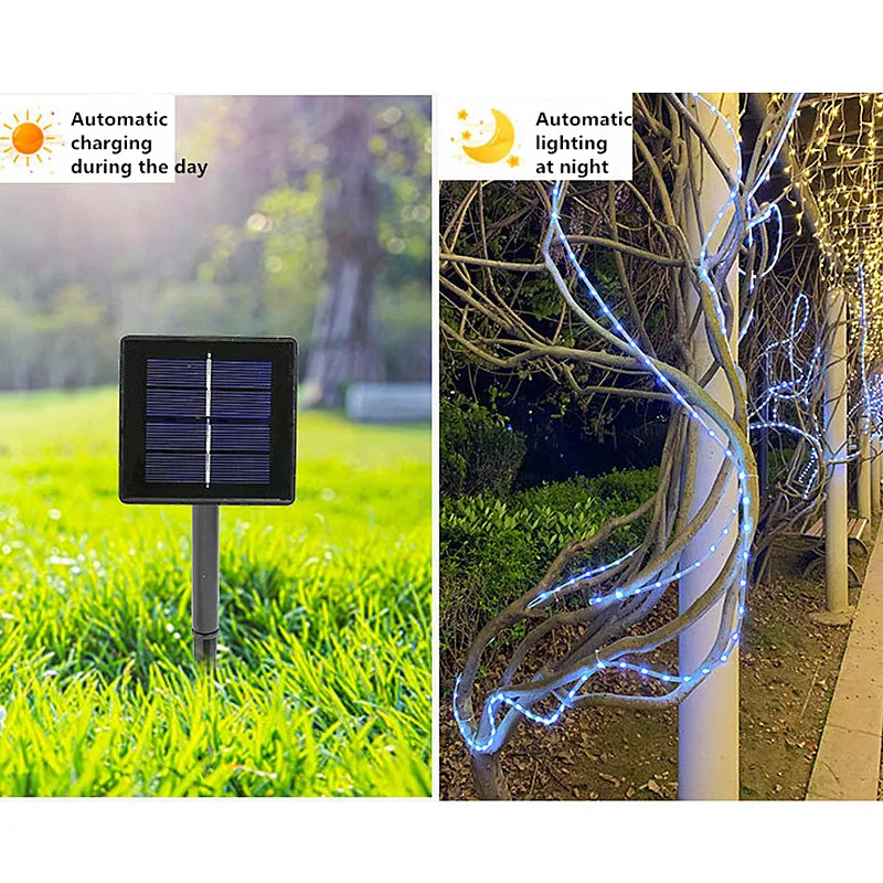 LED Garden Yard Solar Lamp String Lights 7M/12M/22M/32M 300 Fairy Holiday Christmas Party Garland Rope Tube Light | Освещение