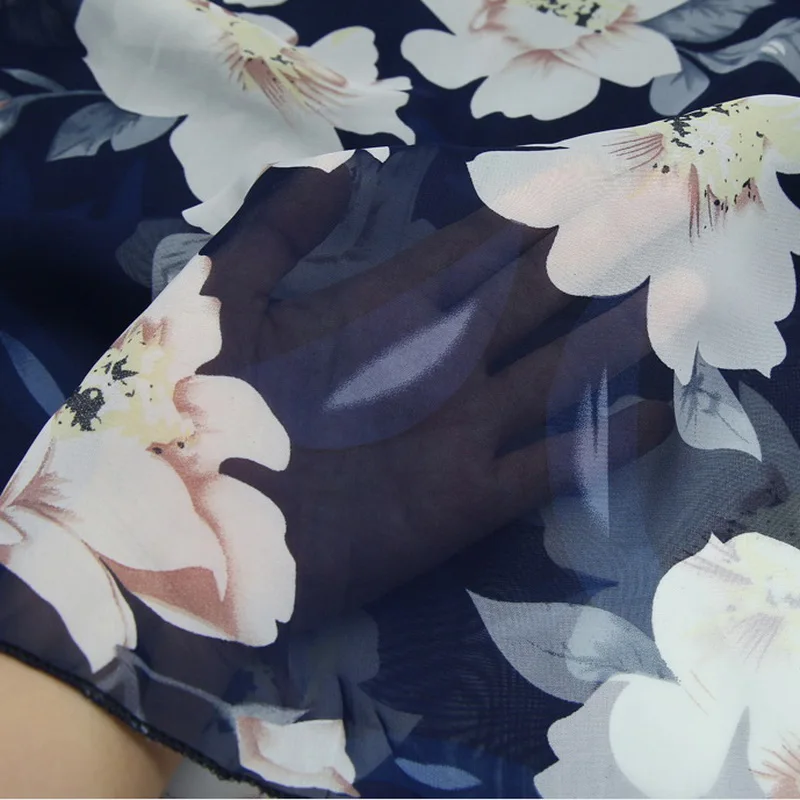 

New Plus Size Women Chiffon Skirt Europe Fashion Bow Saia Midi Lining Jupe Femme Lace Up Falda Mujer Summer Print Floral Skirts