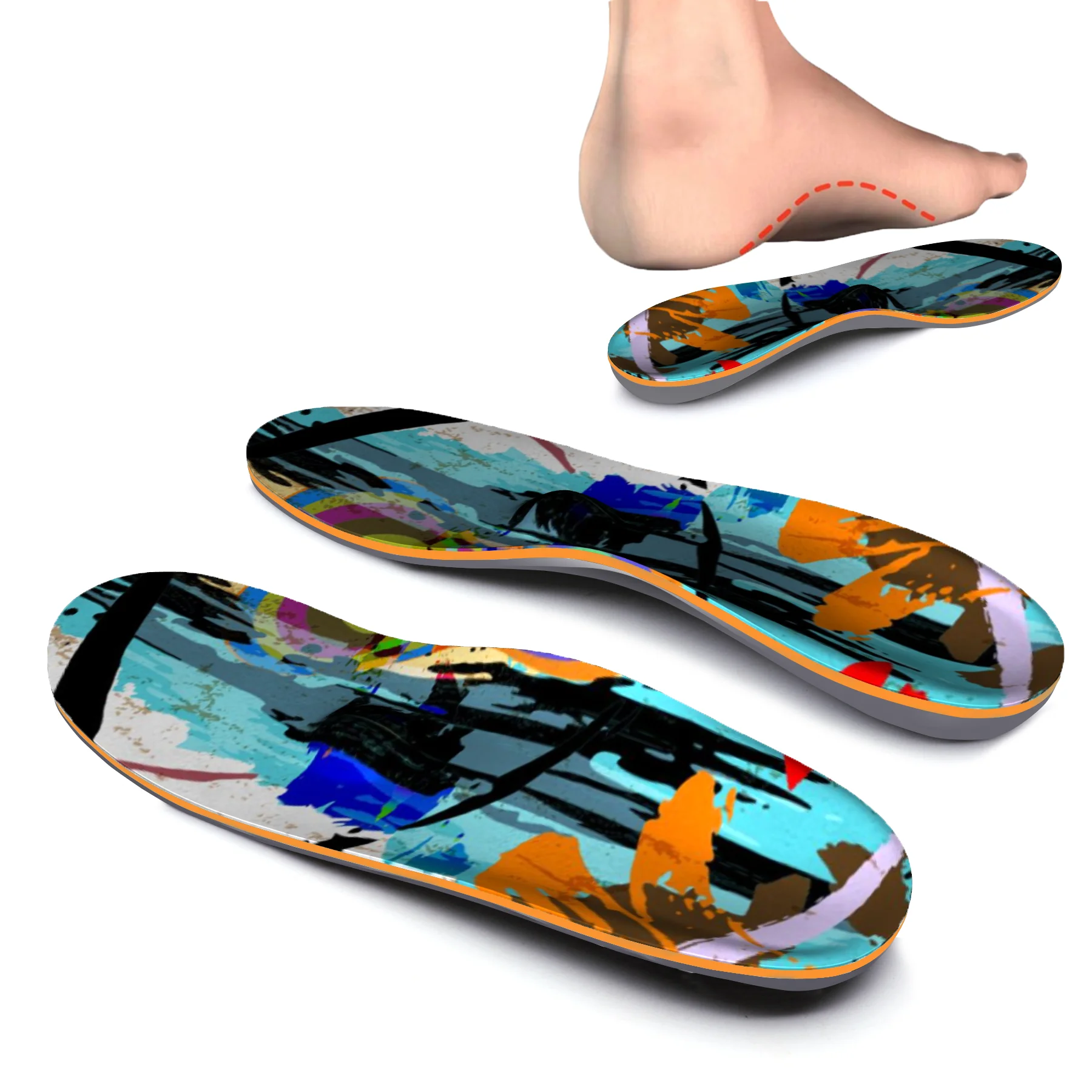 Colorful Design, Suitable For Foot Arch Support Insoles Long Time Standing Flat Feet Orthotic Inserts Memory Foam