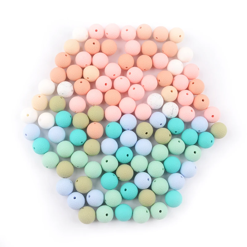 

LOFCA 50pcs/lot 15mm silicone leather look beads Silicone Leatherette look beads Baby Teething Beads DIY Chewable Teething