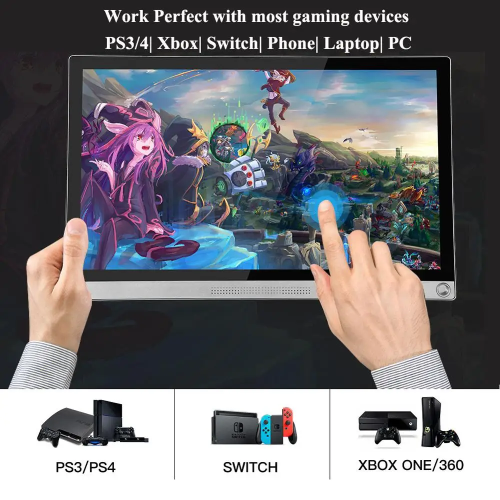 EYOYO EM15Z 15 6 &quotFHD 1080p портативный монитор с сенсорным ЖК-экраном для Ps4 Xbox Switch игровой