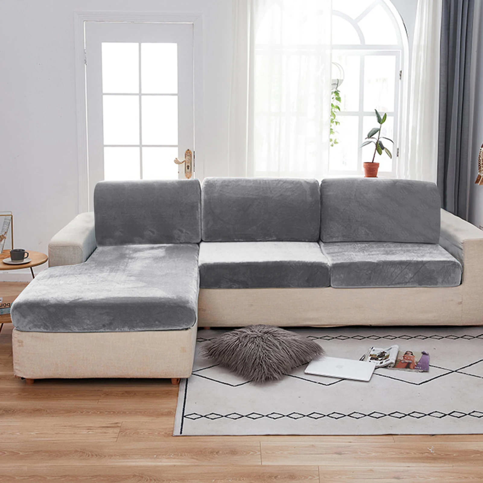 

Бархатный Чехол для дивана Silver Fox, полноразмерный чехол для дивана, эластичный Одноместный двойной чехол для гостиной