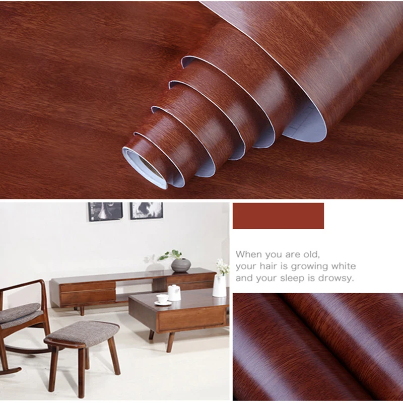 

Wood grain Home Decor Furniture Vinyl Wrap Waterproof Wall Sticker Self Adhesive PVC Wallpaper Kitchen Desk Door Decorative Film