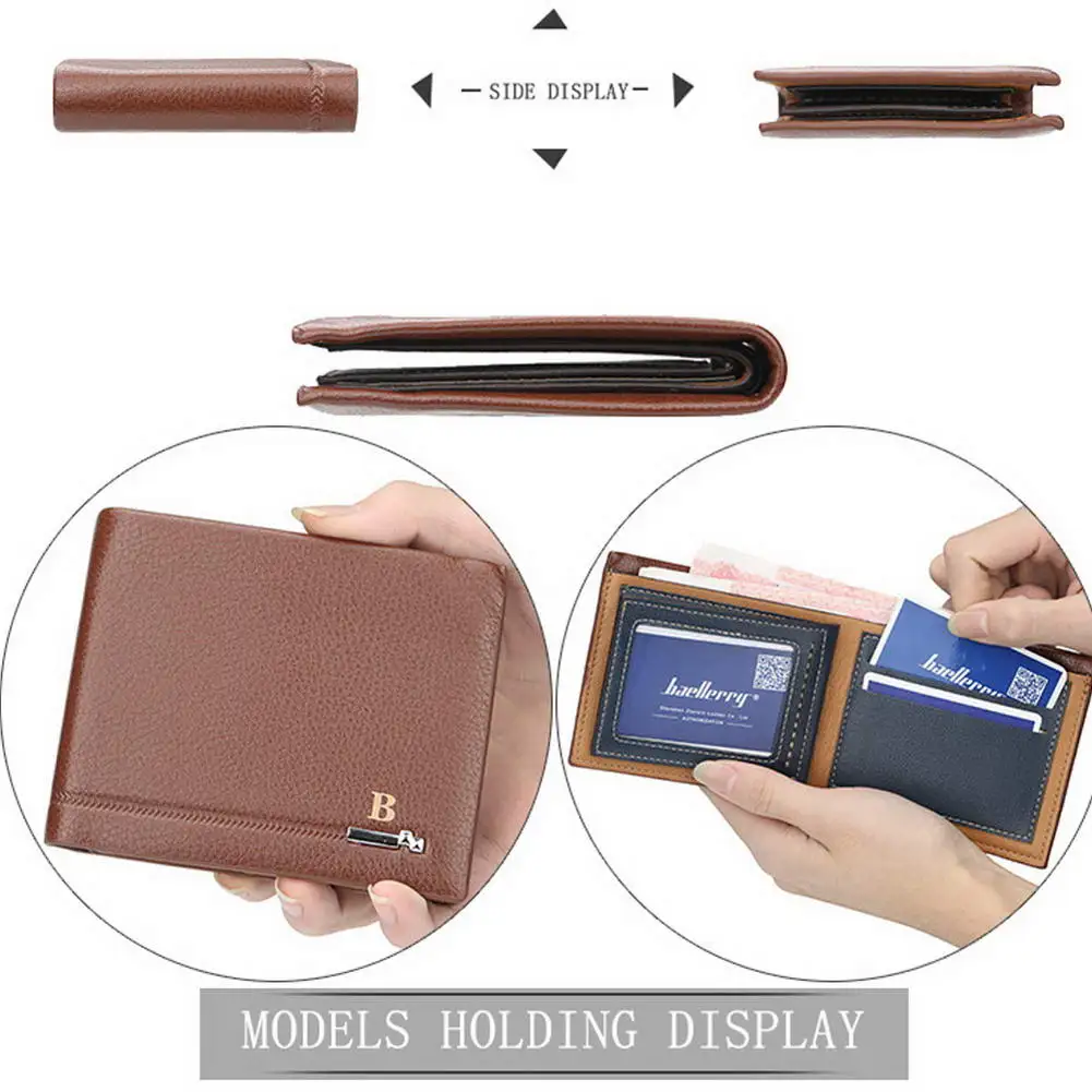 Хит двойной кошелек для мужчин из искусственной кожи тонкий держатель карт