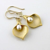 bridal jewelry white pearl women party pendant drop earrings open morning glory creative handmade jewelry