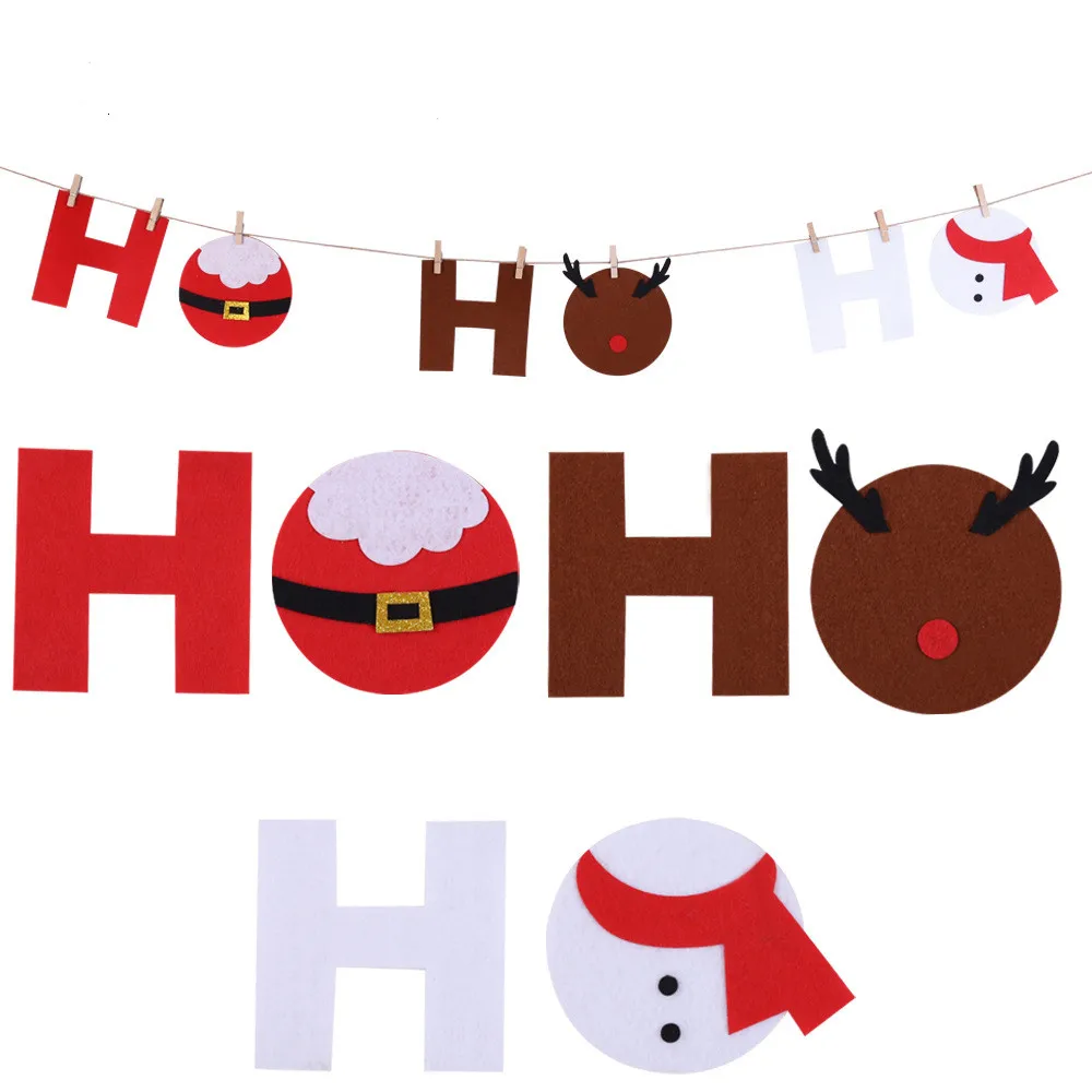 1 комплект рождественские украшения для дома зажимы фотографий Hohoho баннер