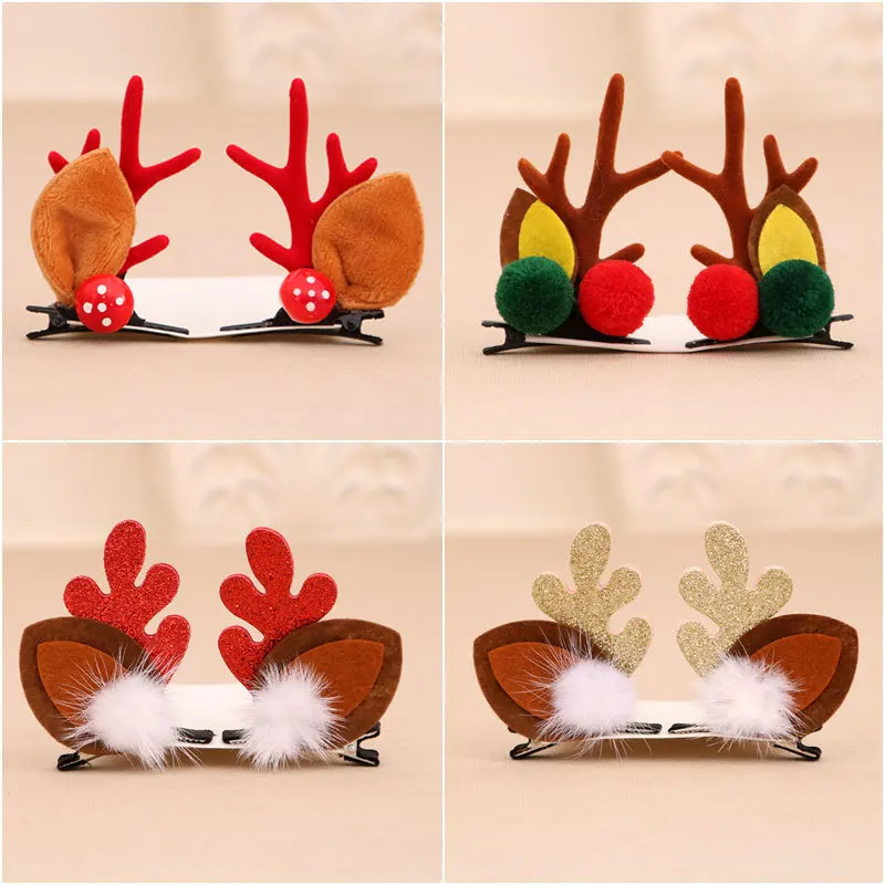 

Christmas Antler Hair Clips Deer Ear Hairpins Festival Christmas Headbands Pine Cones Hair Ball Adult Headwear Hair Access