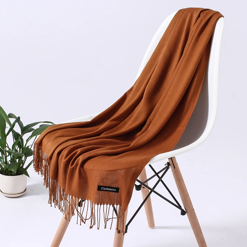 

Модный однотонный женский шарф, зима 2020, хиджабы, кисточки, длинные женские шали, кашемир, как Пашмина, хиджабы, шарфы, обертывания