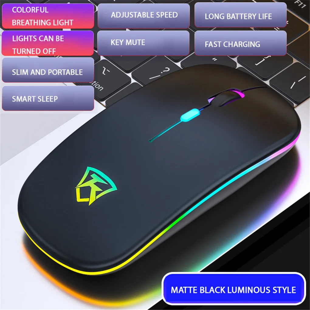

Мышь компьютерная беспроводная, бесшумная, с RGB-подсветкой, USB