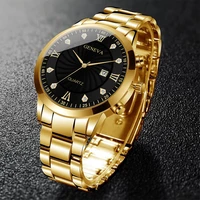 geneva korean personality inlaid mens alloy mesh strap watch roman numeral scale quartz watch men relogio masculino