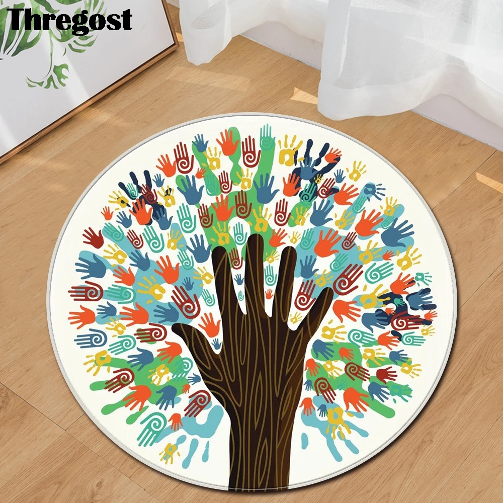

Thregost Microfiber Play Mats Round Floor Rugs Machine Washable Mat Absorbent Doormat Rugs for Bedroom 3D Printed Carpet