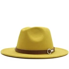 Для женщин мужчин с широкими полями шерстяная фетровую Джаз Fedora шляпы Панамы Стиль в ковбойском стиле мягкая фетровая шляпа вечерние торжественное платье шляпа большой Размеры желтого и белого цвета 58-60 см
