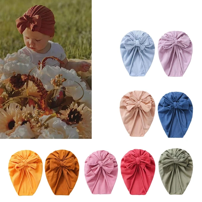 

Cotton Blend Hair Bow Knot Kids Baby Infant Turban Hat Big Ear Knot Toddler Beanie Headwraps Birthday Gift Photo