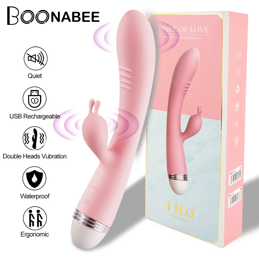 Двойной вибратор-Кролик для точки G женщин страпон мастурбация Стимулятор