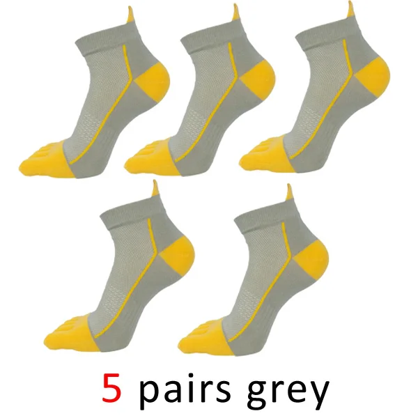 grey VERIDICAL/5 пар/лот, хлопковые носки с пальцами для мужчин, для мальчиков, для защиты лодыжки, носки с пятью пальцами, компрессионные сетчатые носки-башмачки, модные - Цвет: grey