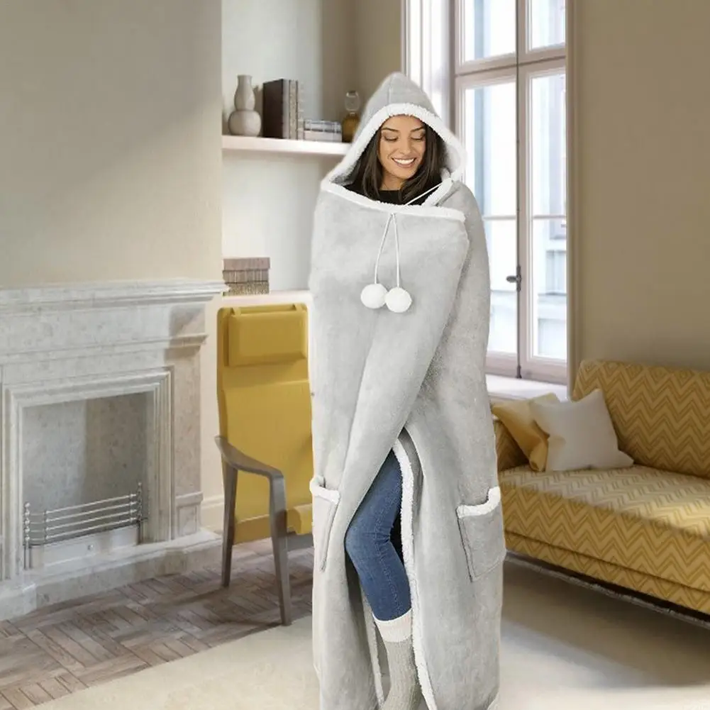 Одеяло с капюшоном утепленная и длинная теплая куртка повседневное одеяло в