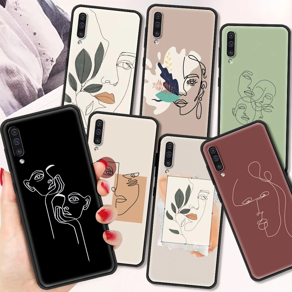 

Aesthetic Face Line Art Silicone Soft TPU Coque for Samsung Galaxy A50 A70 A40 Luxury Phone Case A10 A10S A20 A20E A30S Cover