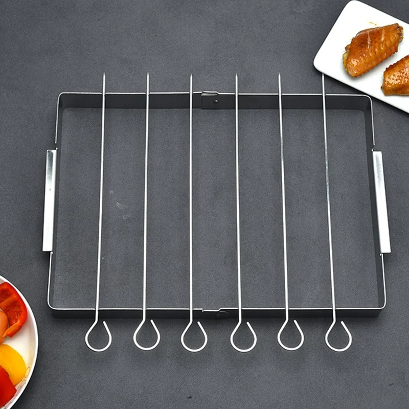 

Stainless Steel Foldable Skewers Kit Simple Barbecue Grill BBQ Outdoor Grill with Barbecue Sign