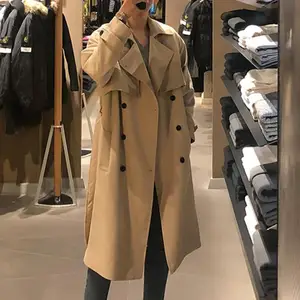 Imported Men's Trench Coat Slim fit Double Breasted Belted Windbreaker Lapel Long Jacket Casual Windproof Ove