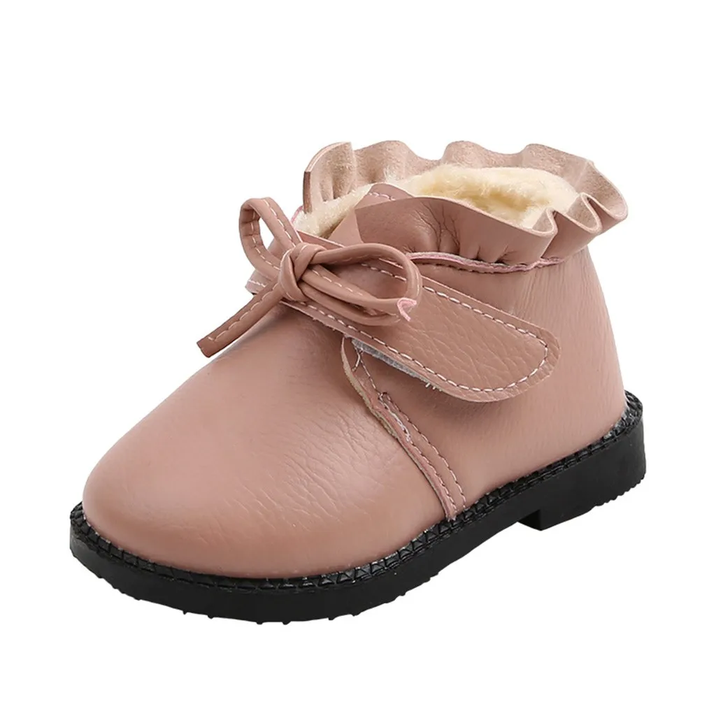 Новинка 2019 года Зимняя детская обувь из искусственной кожи Водонепроницаемые