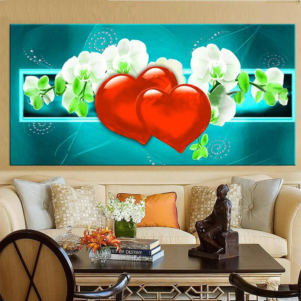 

Алмазная живопись, красное сердце, зеленая Орхидея, цветок, алмазная вышивка, полная круглая квадратная картина 5d, мозаика-пазл «сделай сам»...