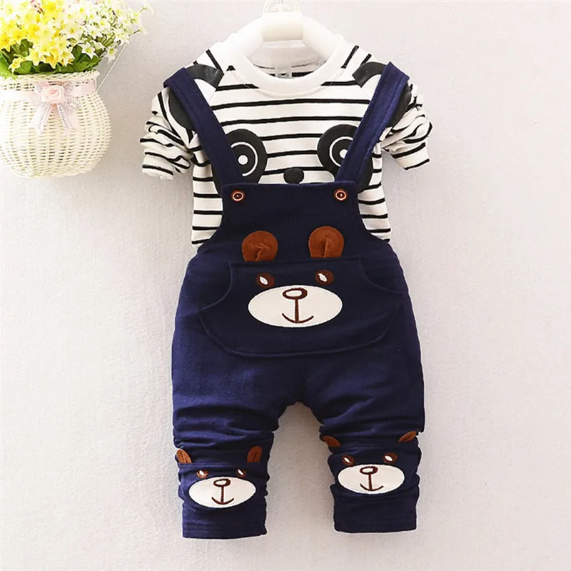 Autumn Winter Toddler Kids Baby Boys Girls Warm Clothing Sets Long Sleeve Panda Print Tops+Pants Overalls Boy Girl Suits Outfits | Детская