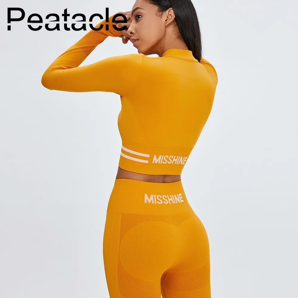 

Спортивная куртка Peatacle для йоги, женский эластичный Топ на молнии для бега, тренажерного зала, фитнеса, тренажерного зала, тренировок