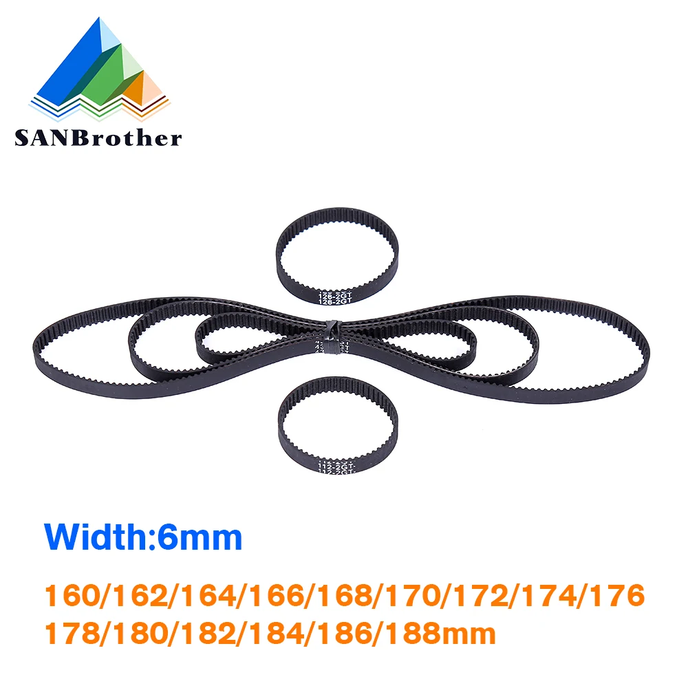 

3D Printer Parts GT2 Closed Loop Timing Belt Rubber 2GT 6mm 160 162 164 166 168 170 172 174 176 178 180mm Synchronous Belts Part