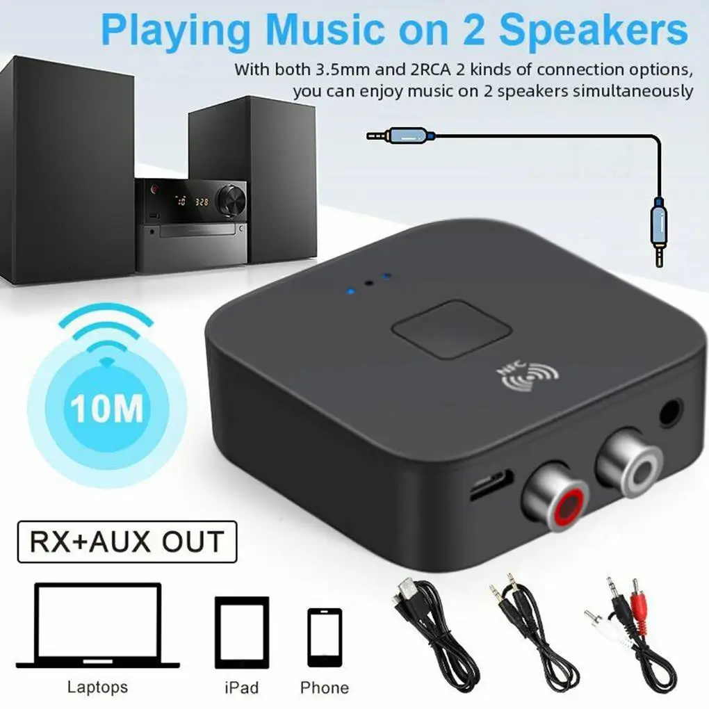 Bluetooth 5 0 RCA аудио приемник APTX 3 мм AUX разъем музыка беспроводной адаптер с NFC для