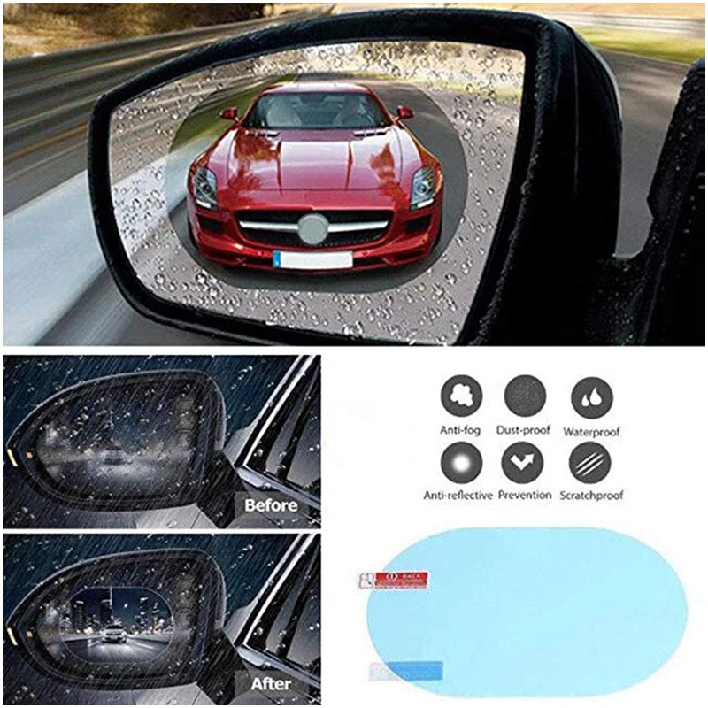 2 упаковки овальное Автомобильное зеркало заднего вида защитная пленка