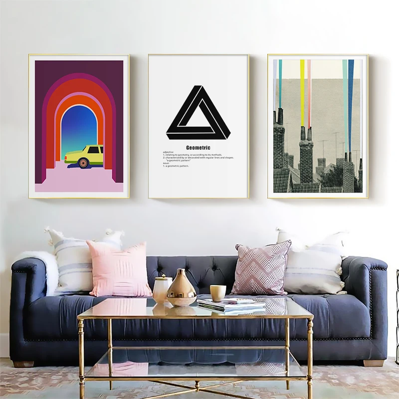 Середина столетия современный красочный Творческий коллаж Винтаж красочные